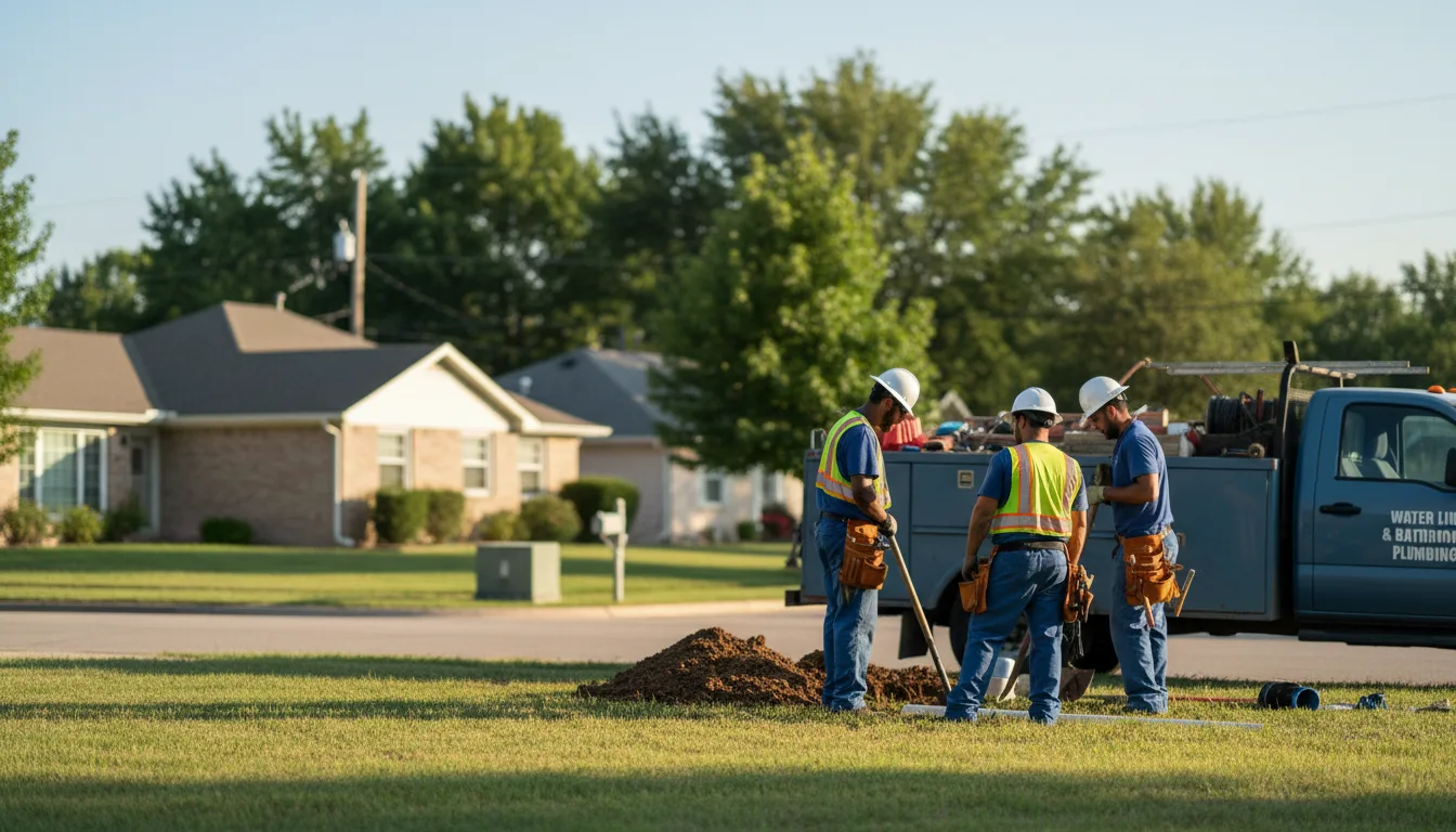 Residential water line and bathroom plumbing service in Treece, KS